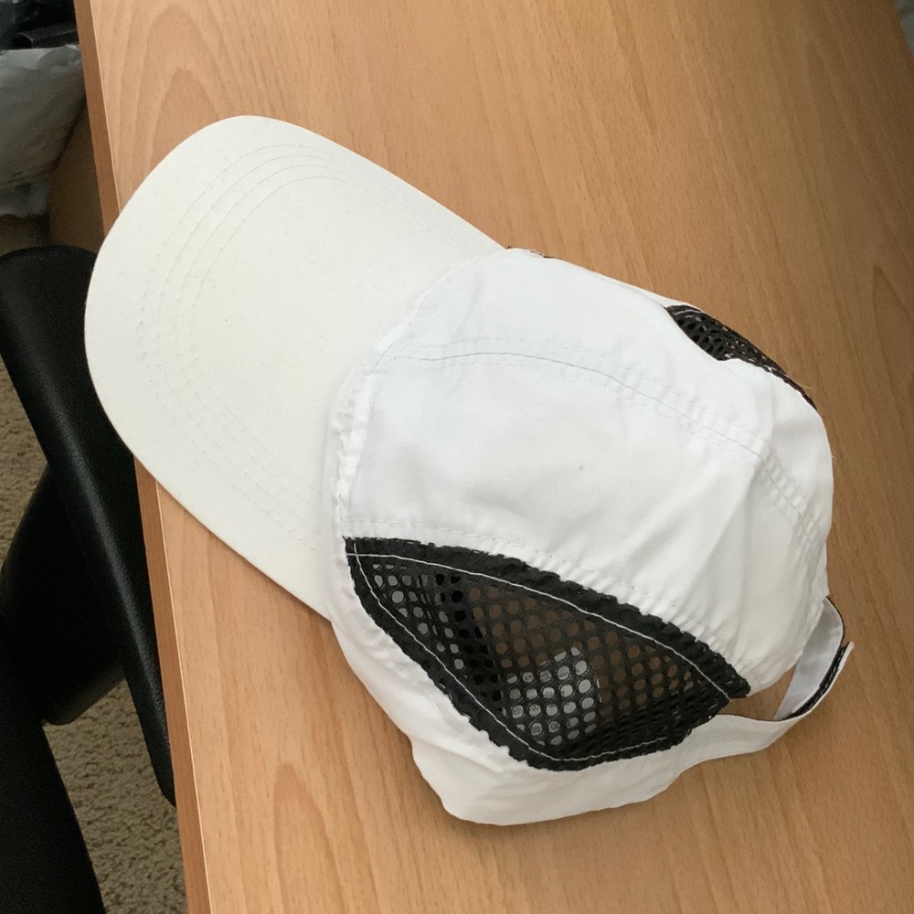 White Cap with Black Mesh Accents